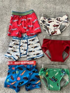 - Hot Wheels & Hanes 1 pair of swim shorts and 2 pairs of pijamas 3T all .